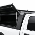 atlas expedition truck cap with open side door and roof racks on top