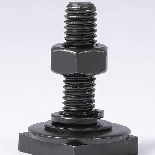 Close-up of T-bolt fully assembled with washers and nuts